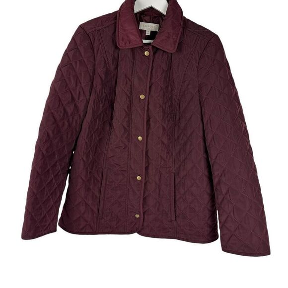 Talbots Diamond Quilted Lightweight Jacket Burgundy size Medium Snap Closure - Picture 1 of 8